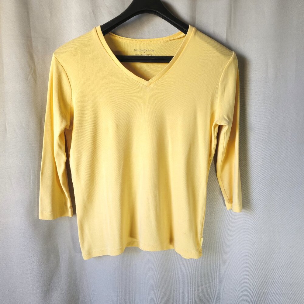 Liz Claiborne Yellow 3/4 Sleeve T-shirt Size  M